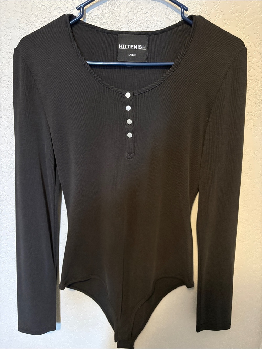 Kittenish Black Long Sleeve Snap-Front Bodysuit